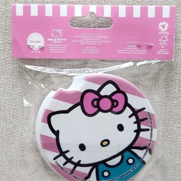 Hello Kitty By Sanrio 2PK Logo Car Coasters - Picture 4 of 5